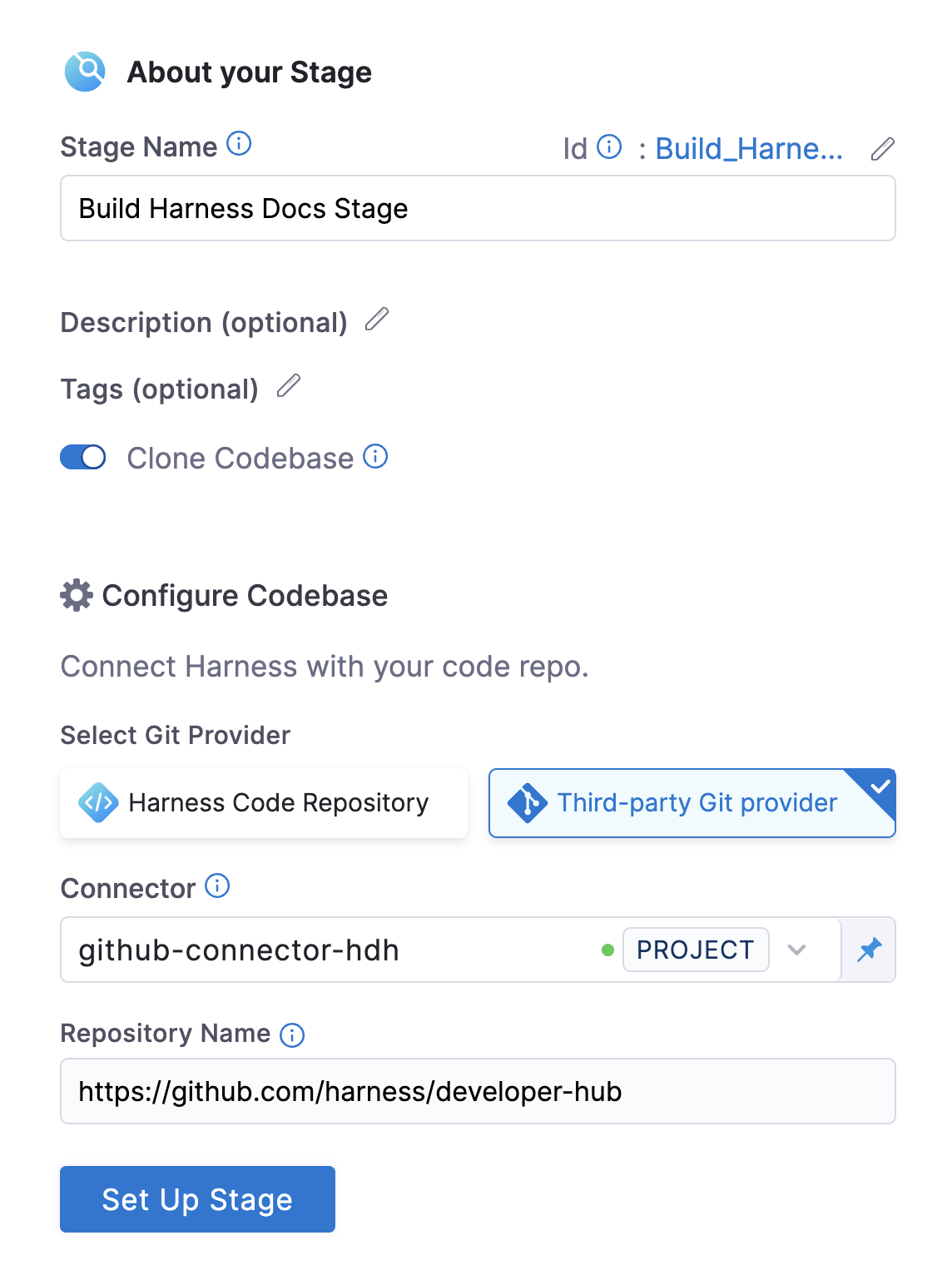 Configuring the codebase when adding a Build stage.