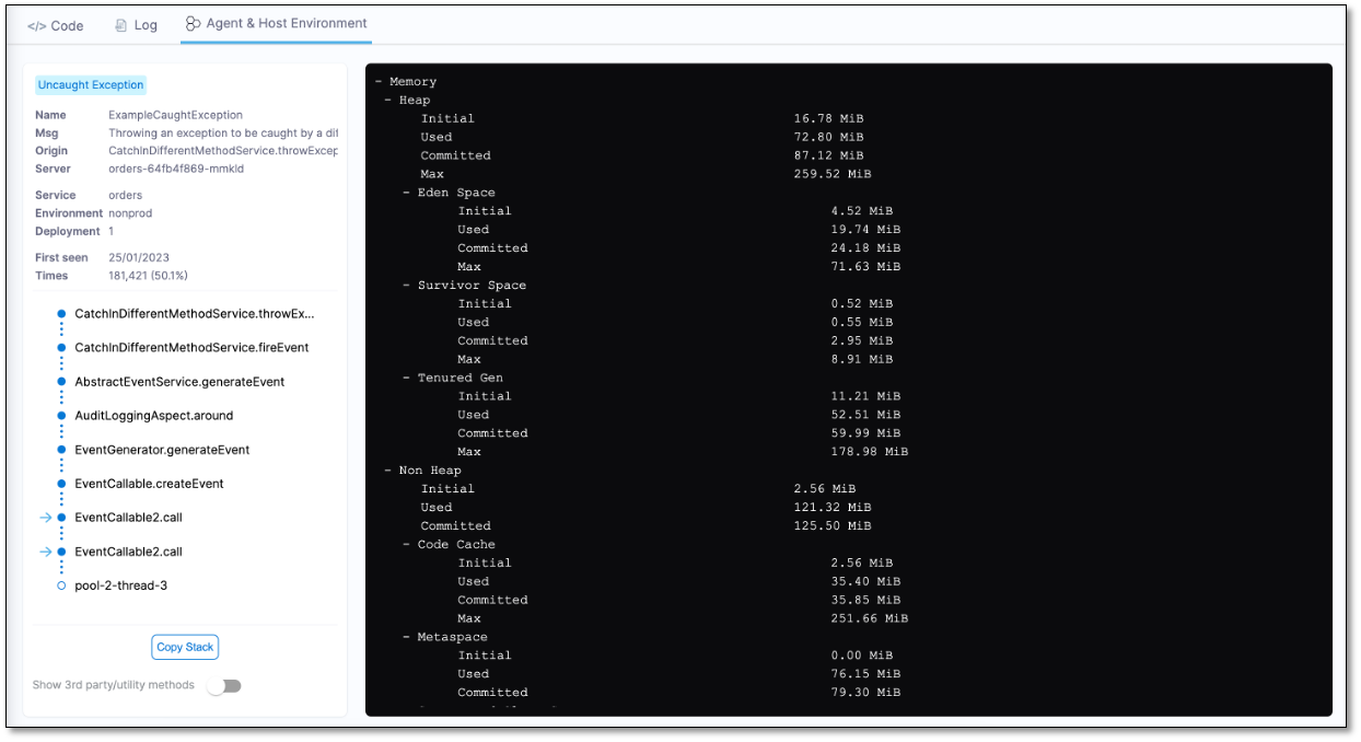 ARC screen Environment tab